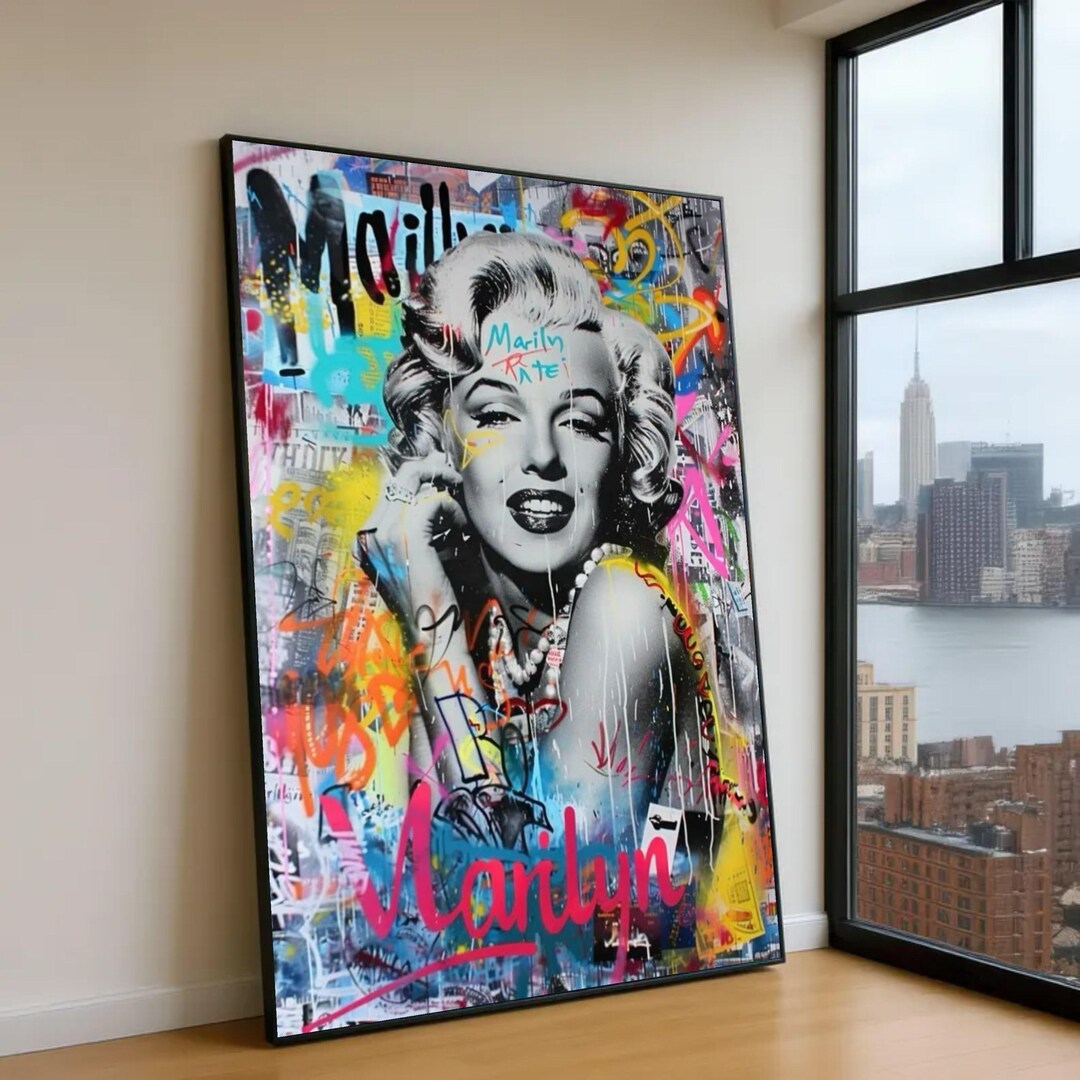 Marilyn Monroe Graffiti Art Canvas, Pop Culture Portrait, Large Canvas ...