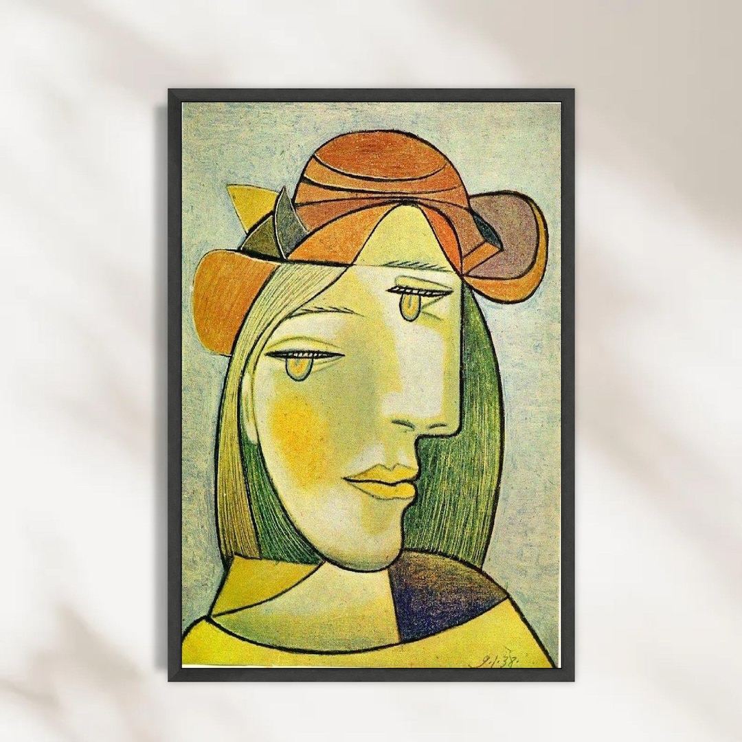 Picasso Cubist Woman Portrait Canvas, Abstract Geometric Wall Art ...
