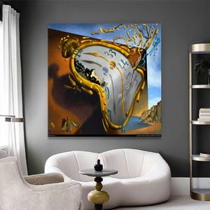 Surreal Melting Clock, Salvador Dali Inspired Canvas, Abstract Time Art, Surrealism Wall Decor, Modern Artistic Canvas Print