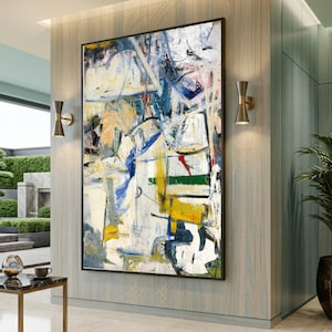 Von De Kooning inspirierter abstrakter expressionistischer Kunstdruck auf Leinwand, großes Wandbild, imposantes Kunstwerk