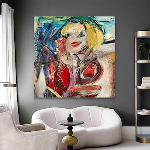 Willem de Kooning Inspired Wall Art - Abstract Expressionist Canvas Print - Modern Art Home Decor - Large Colorful Abstract Printing