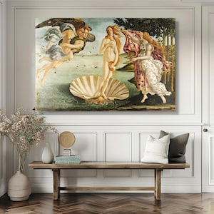 The Birth of Venus Canvas Wall Art, Renaissance Classic Printing, Mythological Art Decor, Botticelli Masterpiece Canvas, Elegant Home