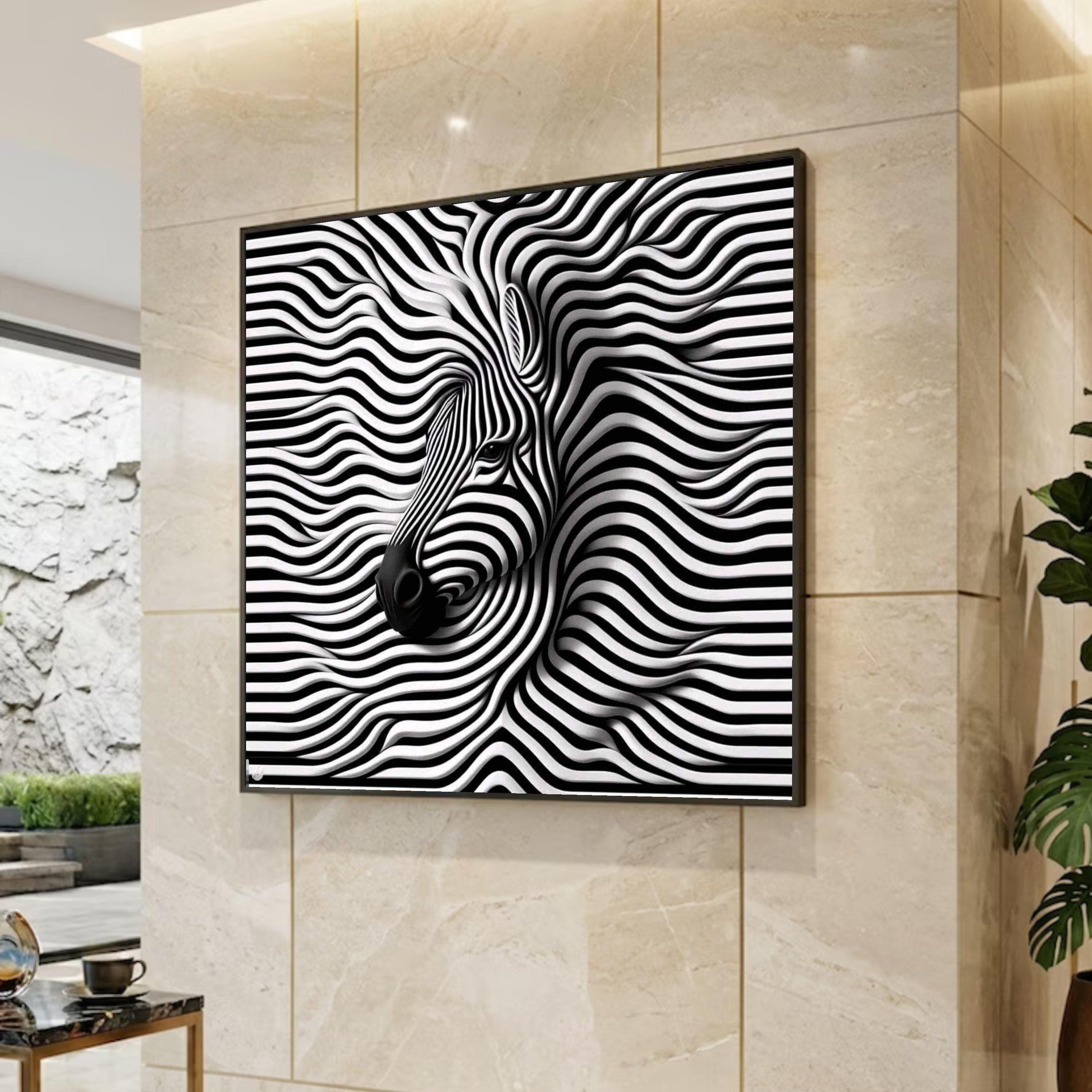 Abstract Zebra Stripes Canvas: Optical Illusion Wildlife Art