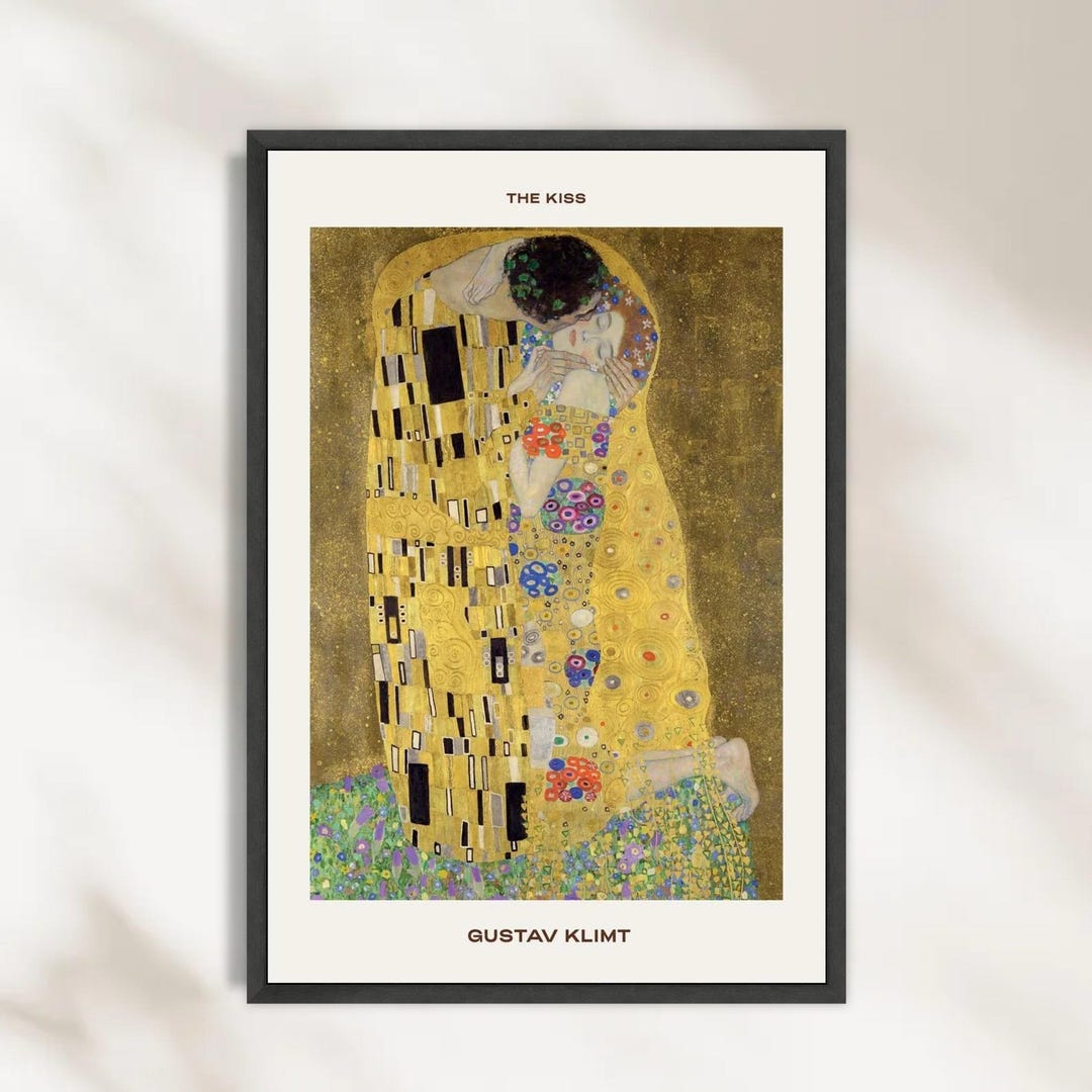 Gustav Klimt the Kiss Canvas Art Print, Golden Embrace Printing ...