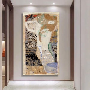 Wasserschlangen - Gustav Klimt Style Art Nouveau Canvas, Art Nouveau Wall Art, Decorative Fine Art Reproduction, Elegant Home Decor Canvas