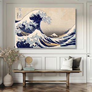 The Great Wave off Kanagawa Canvas, Hokusai Japanese Art Print, Traditional Wave Wall Art, Coastal Ocean Scene, Classic Japanese Canvas,