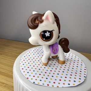 LPS White Brown Horse #578 / Authentic vintage Hasbro Littlest Pet Shop (2008)