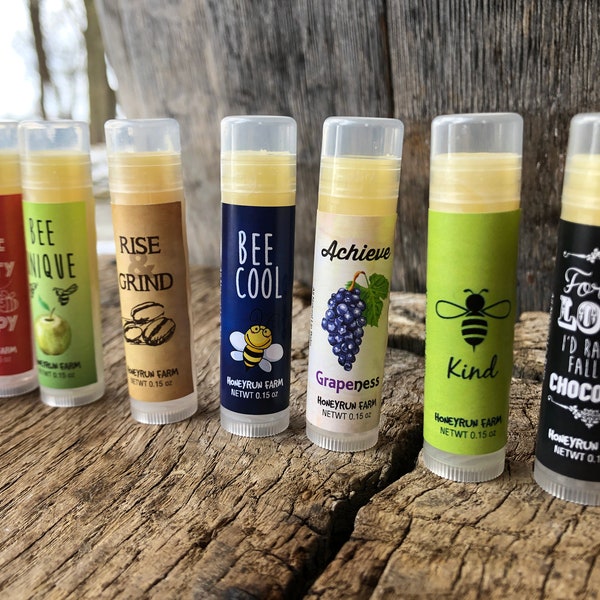 Beeswax Lip Balm- all natural, pick from 12 assorted flavors