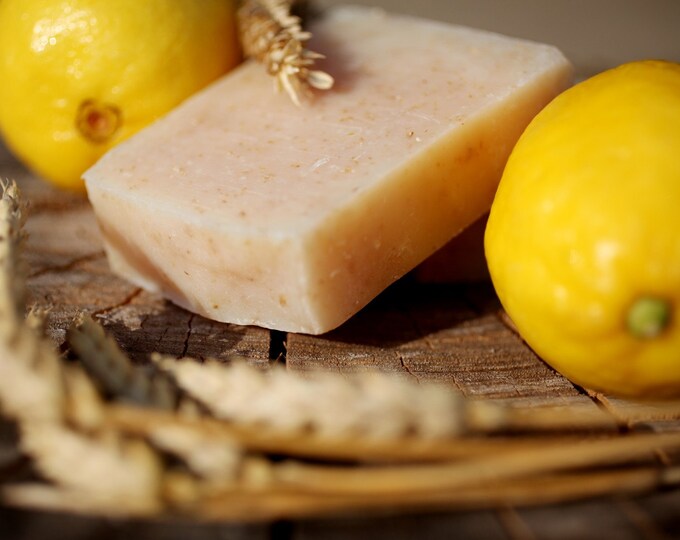 Lemon Oatmeal Scrub Bar Soap naturally made with honey and Etsy