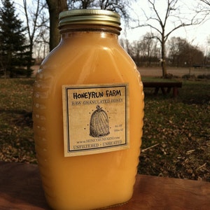 Raw Honey - 4 lb. Naturally Granulated, Ohio Summer Harvest, 64 oz jar