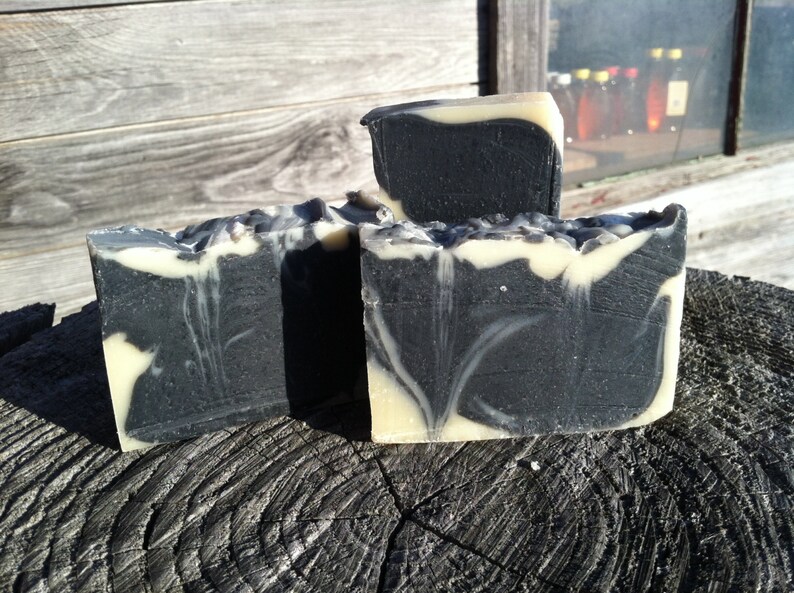 Activated Charcoal Soap with Eucalyptus and Rosemary natural soap made with honey and beeswax image 3