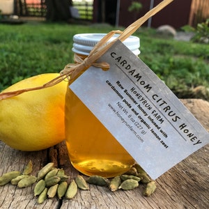Cardamom Citrus Infused Honey - 8 ounce or 3 ounce glass jar image 7