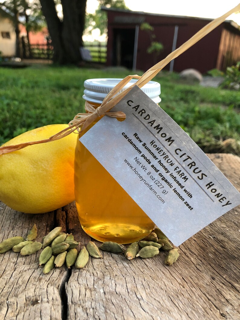Cardamom Citrus Infused Honey - 8 ounce or 3 ounce glass jar image 7