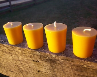 Beeswax Candles-  Set of four votives, 2" tall