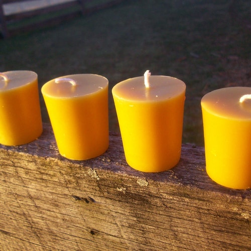Beeswax Candles Set of Four Votives 2 Tall Etsy