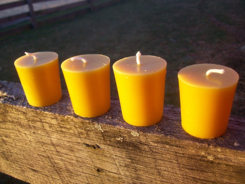 Beeswax Candles-  Set of four votives, 2