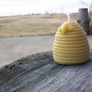 Beeswax Candle Hive shaped with bee, votive size image 3