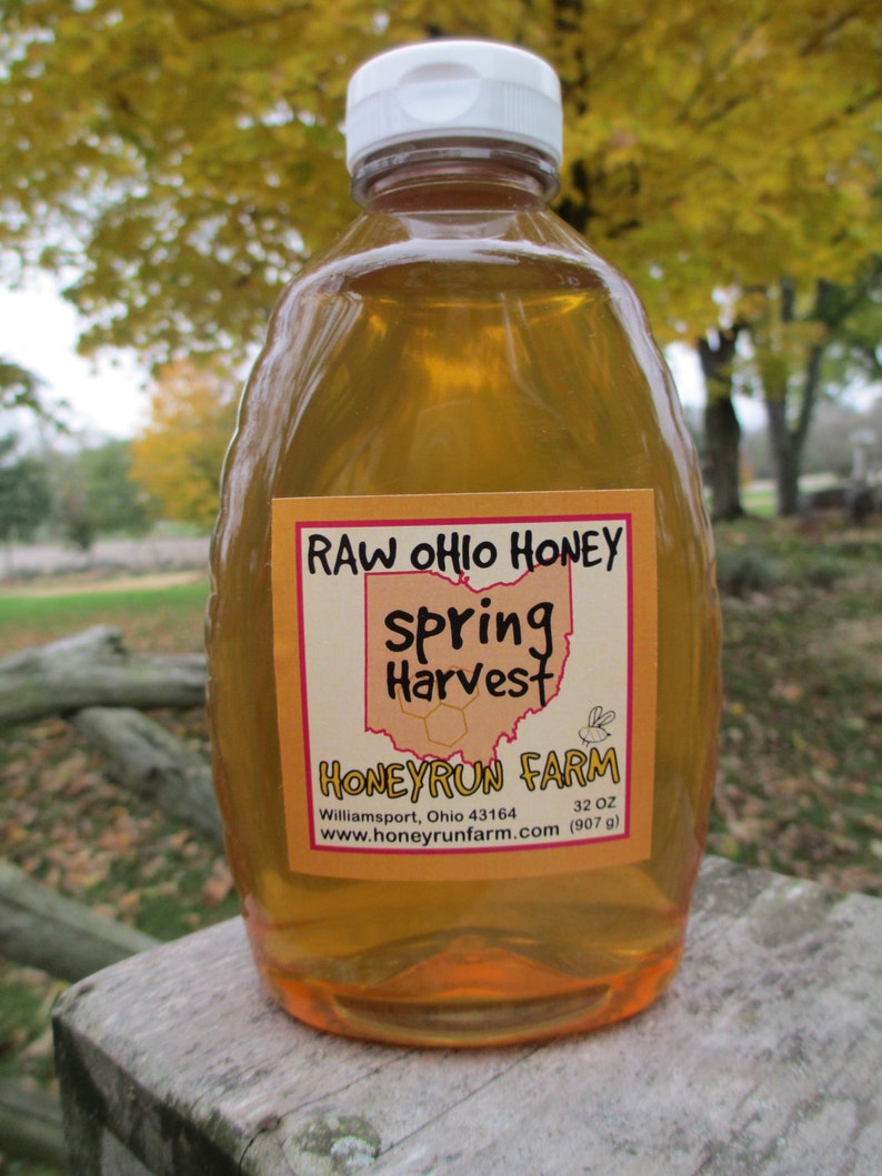 Pure Raw Spring Honey 32 ounce jar nectar from Black Locust, Honeysuckle, Autumn Olive image 2