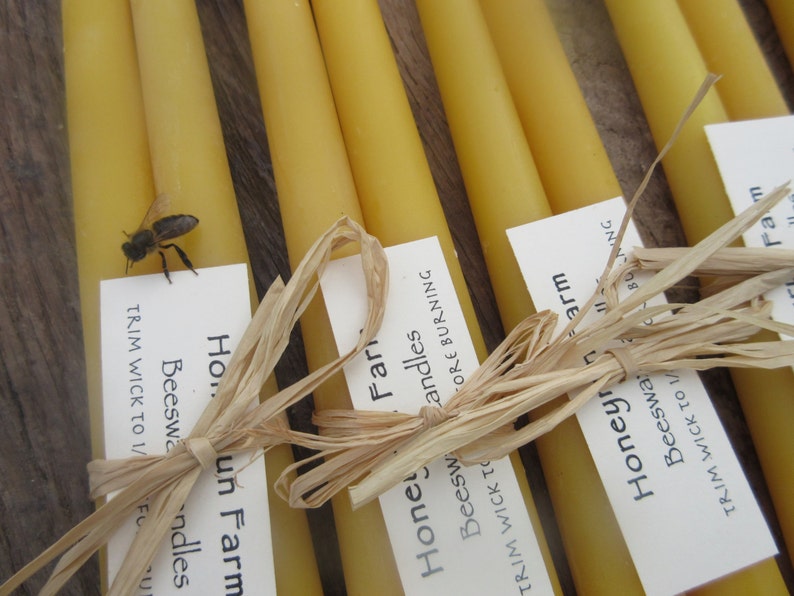 Tapered beeswax candle set 10 long image 5