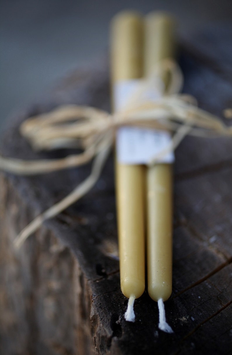 10 long Tapered beeswax candle set