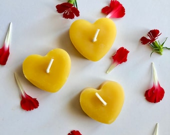 Heart Shaped Beeswax Candles -all natural, great for Valentine's Day