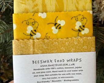 Beeswax Food Wraps - 3 pack - cotton fabric