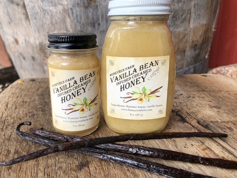 Vanilla Bean Infused Creamed Honey 8 Ounce or 3 Ounce Glass Etsy