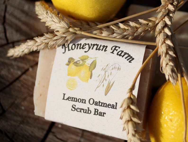 Lemon Oatmeal Scrub Bar Soap naturally Made With Honey and Etsy