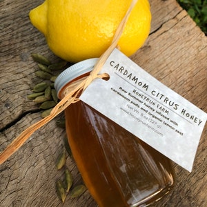 Cardamom Citrus Infused Honey - 8 ounce or 3 ounce glass jar image 8