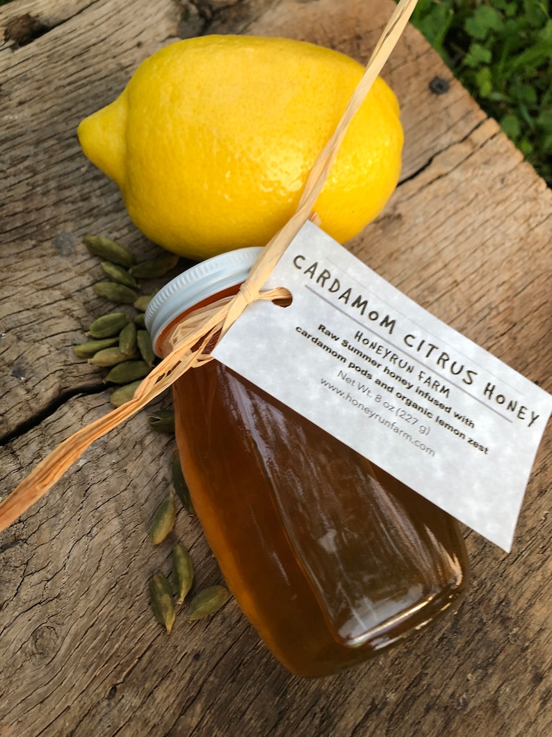 Cardamom Citrus Infused Honey - 8 ounce or 3 ounce glass jar image 8