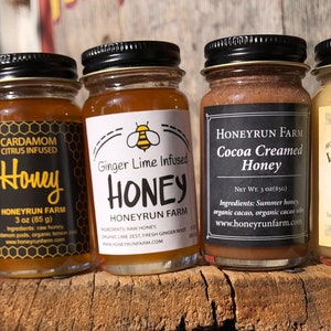 Infused honey sampler set of five infused honeys in 3 oz glass jars image 4