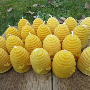 Set of 20 Beeswax Candles Hive shaped with bees, larger votive size, 3 tall image 2