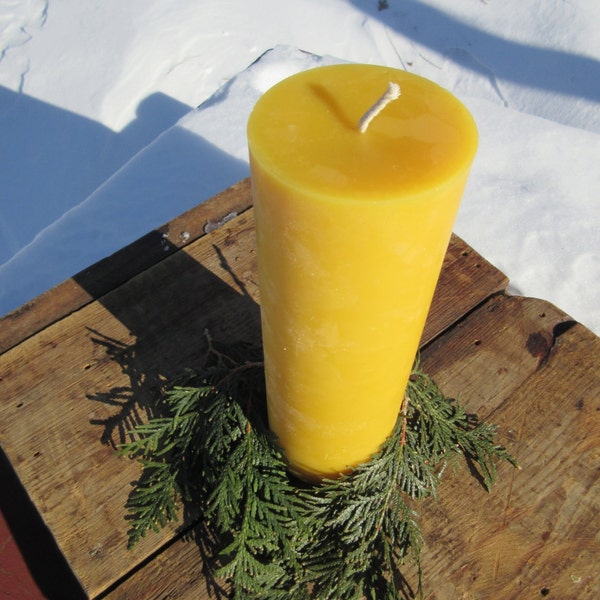 Pillar Beeswax Candle- 3" wide by 8.75" tall