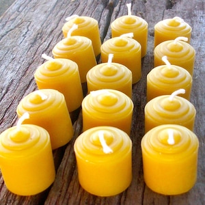 Beeswax Candles -Set of 15 Natural Beeswax Votives- 1.5&quot; tall