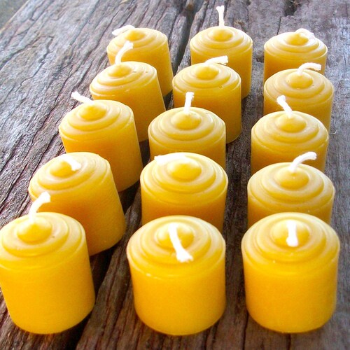Beeswax Candles Set of Four Votives 2 Tall Etsy