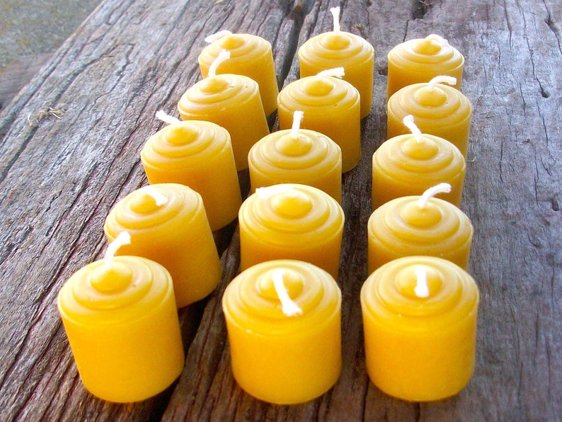 Beeswax Candles -Set of 15 Natural Beeswax Votives- 1.5