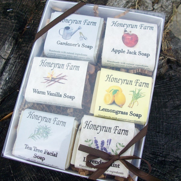 Soap Sampler Gift Package- 6 small bars of soap in a gift box