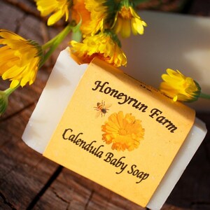 Calendula Baby Soap - natural soap made with honey and beeswax image 2
