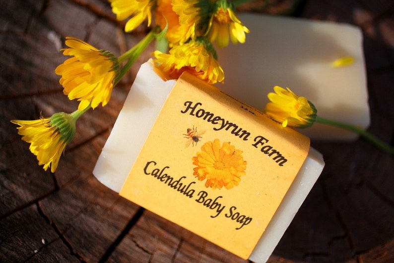 Calendula Baby Soap - natural soap made with honey and beeswax image 2