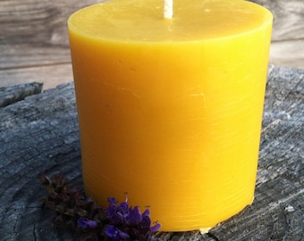 Pillar Beeswax Candle- 3" wide by 2.75" tall