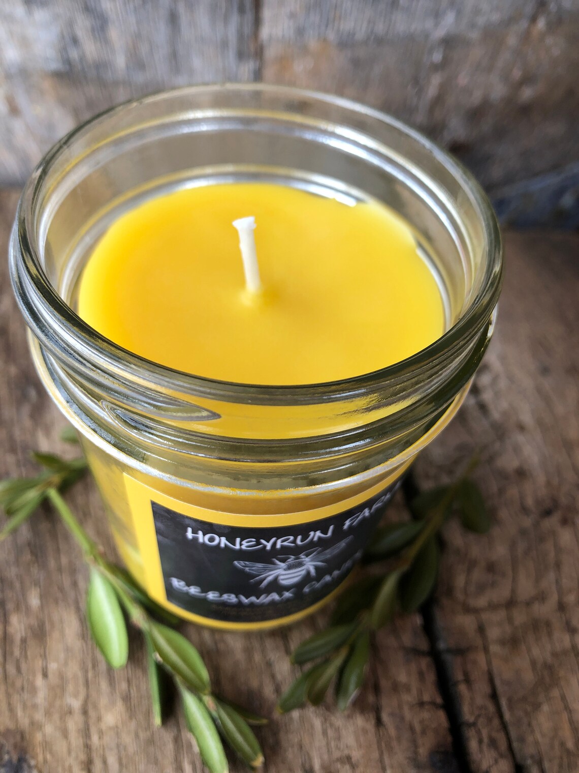 Beeswax Container Candle in half pint canning jar 6.5 oz Etsy