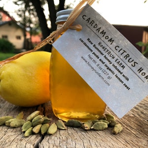 Cardamom Citrus Infused Honey - 8 ounce or 3 ounce glass jar image 6