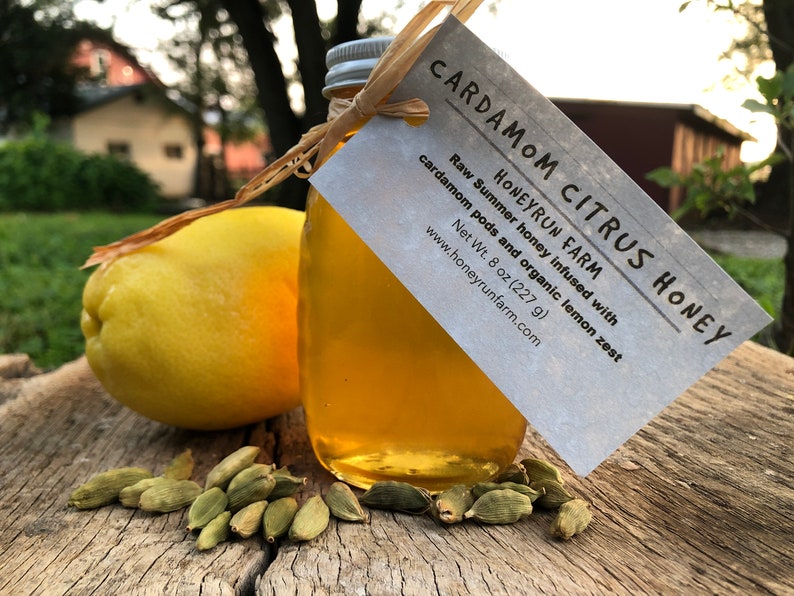 Cardamom Citrus Infused Honey - 8 ounce or 3 ounce glass jar image 6