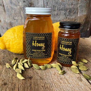 Cardamom Citrus Infused Honey - 8 ounce or 3 ounce glass jar image 5