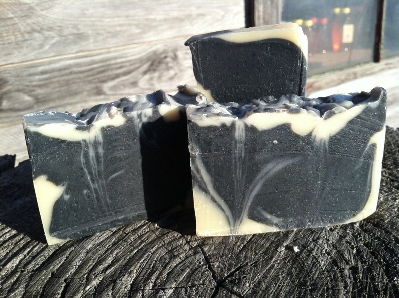 Activated Charcoal Soap with Eucalyptus and Rosemary natural soap made with honey and beeswax image 1