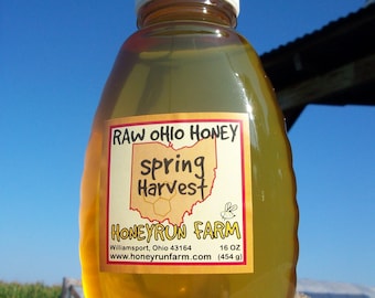 Pure Raw Spring Honey - 16 ounce jar -  nectar from Black Locust, Bush Honeysuckle, Autumn Olive