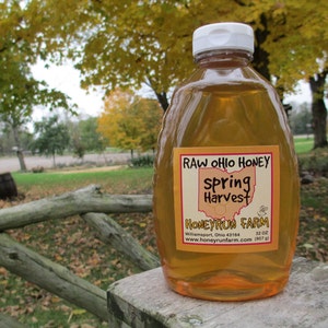 Pure Raw Spring Honey 32 ounce jar nectar from Black Locust, Honeysuckle, Autumn Olive image 1