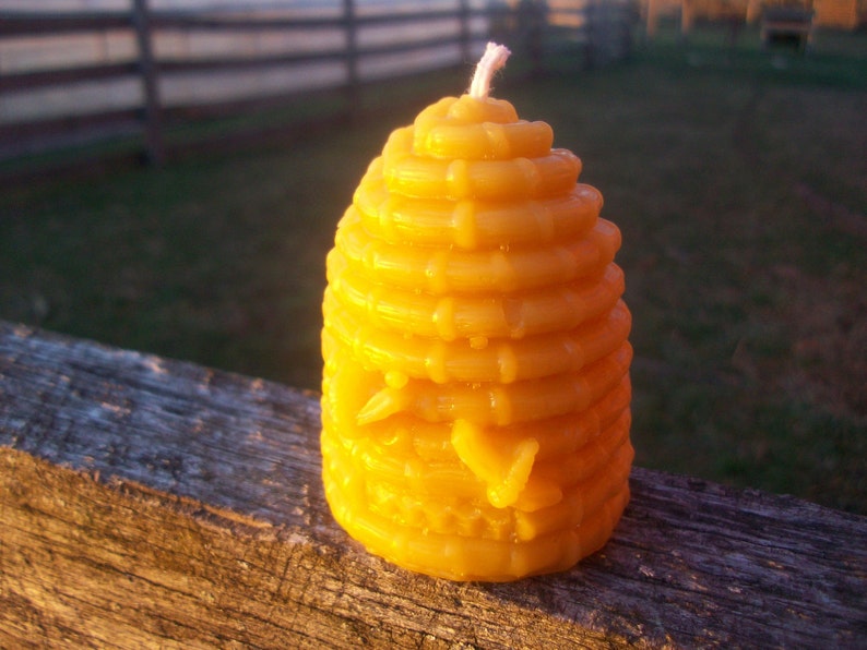 Set of 20 Beeswax Candles Hive shaped with bees, larger votive size, 3 tall image 5