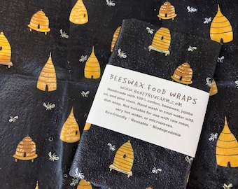 Beeswax Food Wraps - cotton fabric - choose from 2 sizes and 3 patterns