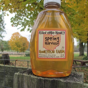 Pure Raw Spring Honey 32 ounce jar nectar from Black Locust, Honeysuckle, Autumn Olive image 3